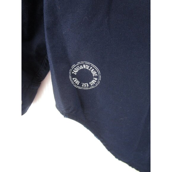 Zadig & Voltaire Shirt Medium Button Up Distressed Frayed Preppy 40 - Picture 8 of 11